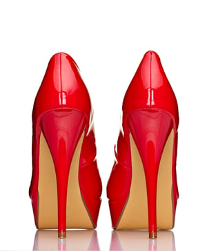 close up of  a red high heels on white background with clipping path