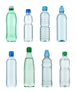 collection of  various plastic bottles on white background. each one is shot separately